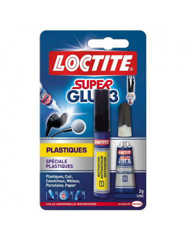 Loctite Colle Super Glue-3 Spécial Plastiques tube 2 g + stylo 4 ml