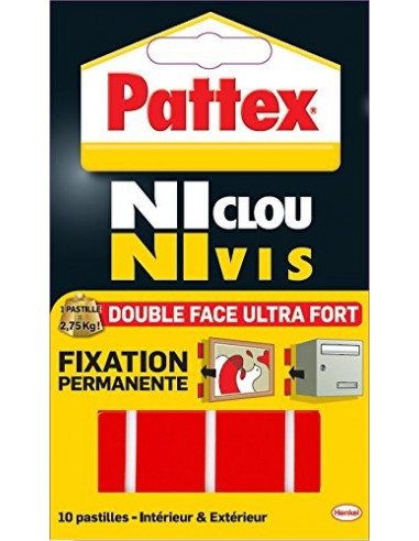 Pattex Adhésifs 10 Pastilles Fixation 20mm x 40 mm