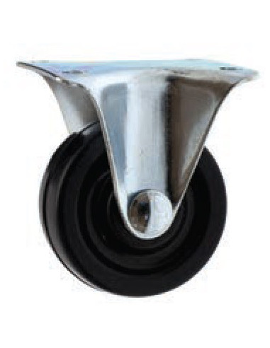 Roulette a platine caoutchouc noir p.f. d40 mm