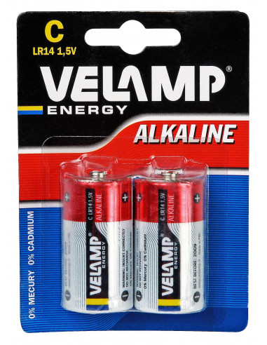 VELAMP 2 Piles Alcalines 1/2 torche LR14 C 1,5V