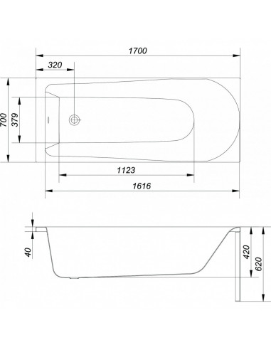 Cersanit Flavia 170/ x 70/ cm avec baignoire rectangulaire