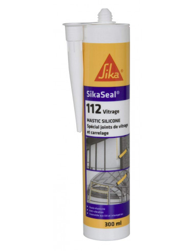 SIKA SIKASEAL® 112 VITRAGE Mastic silicone spécial joint de fenêtre et carrelage - SNJF - 300ml - Blanc