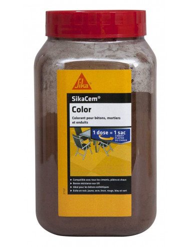 SIKA SIKACEM® COLOR Colorant en poudre pour ciment, chaux et plâtre - 700g - Brun