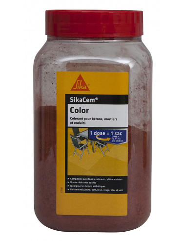 SIKA SIKACEM® COLOR Colorant en poudre pour ciment, chaux et plâtre - 800g - Rouge
