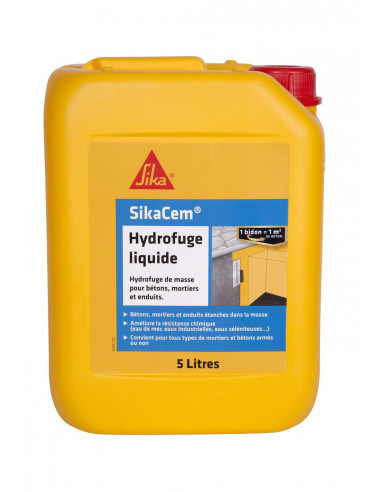 SIKA SIKACEM® HYDROFUGE LIQUIDE Hydrofuge de masse liquide - 5L