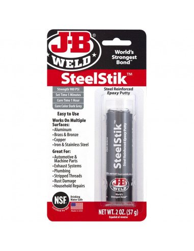 JBWELD Tube de colle Steel Reinforced Epoxy Putty STEELSTIK 2 oz 57 g