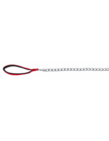 TRIXIE Laisse avec chaîne en métal et poignée en nylon rouge 1m
