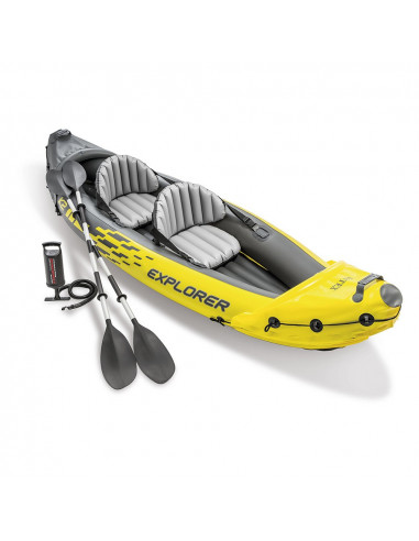 INTEX Set Canoë Kayak EXPLORER K2 avec rames et gonfleur (2 places)