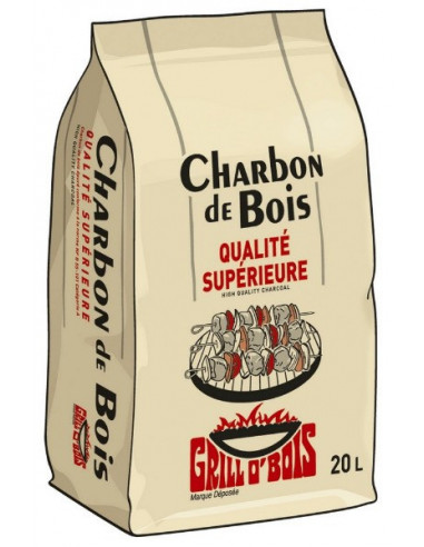 GRILL O’ BOIS Charbon de bois 20 L "Qualité Restaurant"