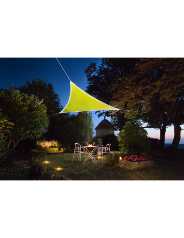 JARDILINE Voile d'ombrage Triangulaire 3,60 m avec bordure LEDs solaires Vert