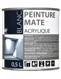 BATIR 1er  Peinture Intérieur Acrylique Blanc Mat 0,5 L