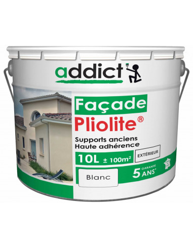 RECA Peinture ADDICT Façade 100% Pliolite Blanc 10 L