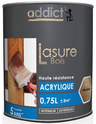 RECA Lasure Acrylique Bois ADDICT Merisier 0,75 L