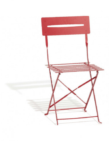 DIFFUSION Chaise de jardin pliante métal rouge, Dim. L 41 x l 45 x H 82 cm