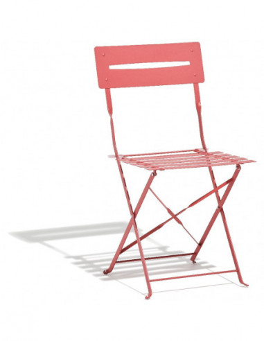 DIFFUSION Chaise de jardin Rio pliante métal rose, Dim. L 41 x l 45 x H 82 cm