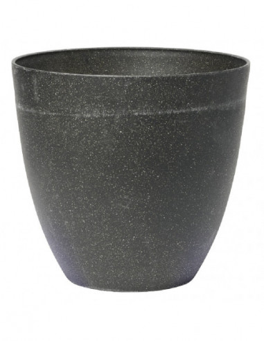 DIFFUSION Cache pot effet granit gris foncé et blanc, Dim. Ø 32,7 x H 30,4 cm, Polypropylène