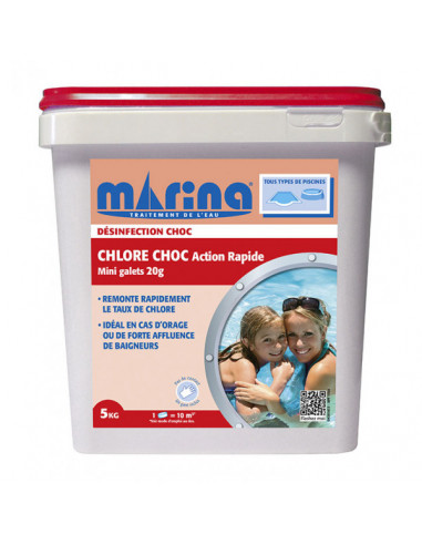 MARINA C500673M1 Chlore Choc Action Rapide Mini Galets 20 g - 5 kg