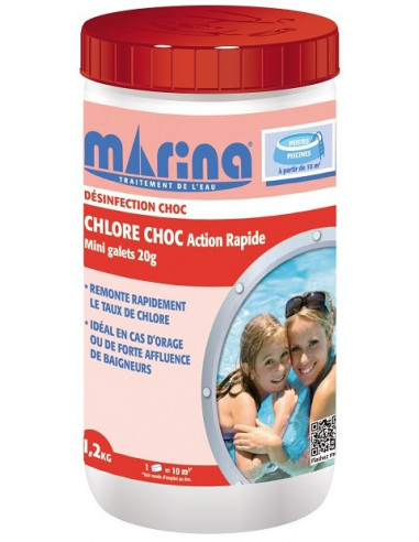 MARINA C500672M1 Chlore choc Action Rapide mini galets 20 g - 1,2 kg