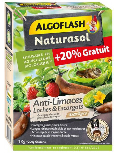 ALGOFLASH NATURASOL Anti-Limaces Loches & Escargots 1,2 kg