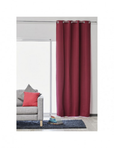 DIFFUSION Rideau occultant à oeillets inox uni rouge 135 x 240 cm,100% polyester