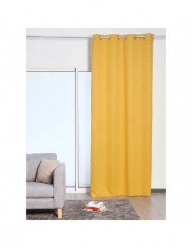 DIFFUSION Rideau occultant 8 œillets jaune curry Polyester, 135 x 260 cm