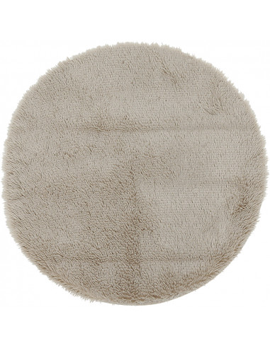 DIFFUSION 545685 Tapis rond fourrure Shaggy taupe - Dim. Ø 80 cm, Polyester