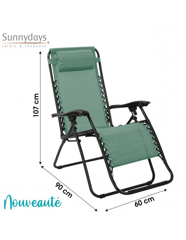 FORNORD 224623 Fauteuil relax PLAYA vert anis - 107 x 90 x 60 cm