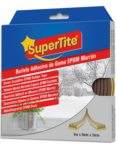 SUPERTITE 2704 Bourrelet adhésif isolant marron - 6 m x 9 mm x 5 mm