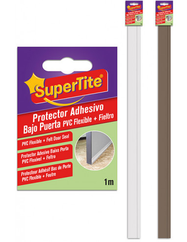 SUPERTITE 8138 Protecteur adhésif bas de porte PVC flexible + feutre