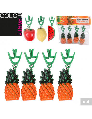 FORNORD 53306 Poids pour nappe décor ananas ou pastèque (x4)
