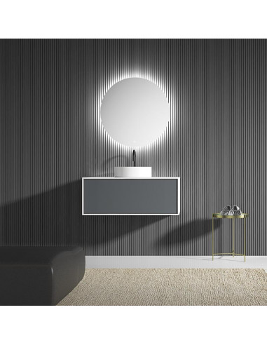 T&W TW-CT007 Ensemble meuble de salle de bain mural/suspendu avec miroir - 80 x 48 x 45 cm