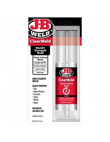 J-B WELD 50112 ClearWeld Seringue époxy à prise rapide (5 min) - 25 mL