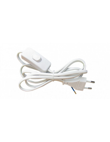 TIBELEC 163910 Cordon électrique blanc avec interrupteur à pied - fiche 2 pôles, h03vvh-2f