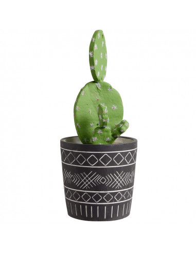 DIFFUSION 580313 Cactus artificiel dans pot imprimé aztèque - Ø12 cm