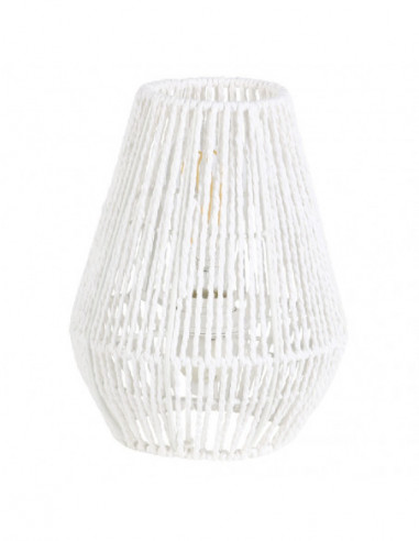 DIFFUSION 552936 Lampe de chevet avec abat jour en cordage imitation jute blanc - Ø19 x H.24 cm
