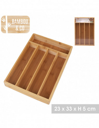FORNORD 30134 Range-couverts en bambou 5 compartiments - 23 x 33 x H.5 cm