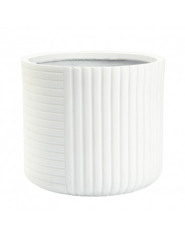 DIFFUSION 577621 Pot rond fibre d'argile blanc ivoire - Ø32 cm, moyen modèle