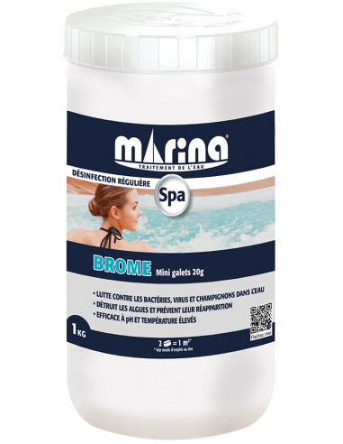 MARINA D500201M2 Désinfection régulière Traitement Spa Brome Mini galets 20 g - 1 kg