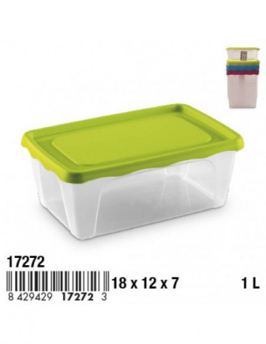 HOGAR 17272 Boîte PRACTIC plastique rectangulaire 1 L