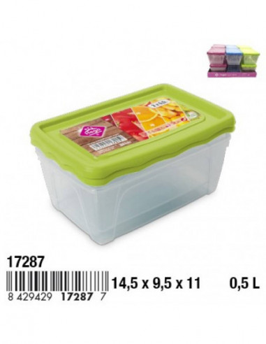 HOGAR 17287 Boîte PRACTIC plastique rectangulaire haute 0,5 L x2