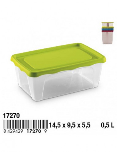 HOGAR 17270 Boîte PRACTIC plastique rectangulaire haute 0,5 L