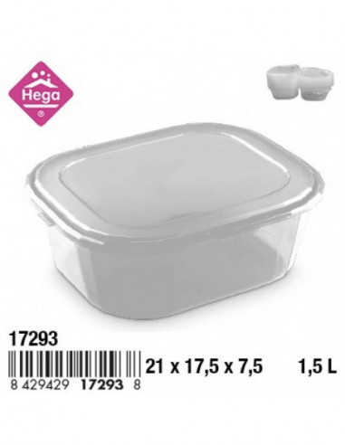 HOGAR 17293 Boîte ALASKA plastique rectangulaire 1,5 L
