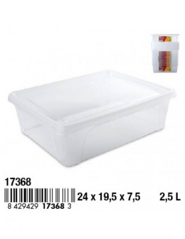 HOGAR 17368 Boîte PRACTIC plastique rectangulaire 2,5 L