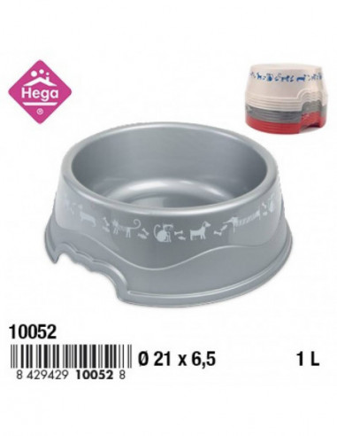 HOGAR 10052 Ecuelle COCKER ronde décor gris/ivoire/rouge 1 L