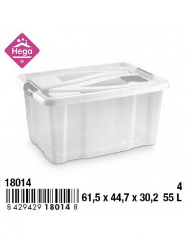 HOGAR 18014 Bac de rangement plastique Nº22 BIG BEN avec fermetures transparent 60 L