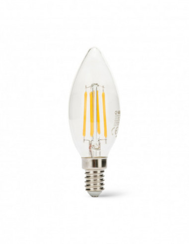 VELAMP LB306C-40K Ampoule à filament LED Olive C35 - 6W / 806lm, culot E14, 4000K