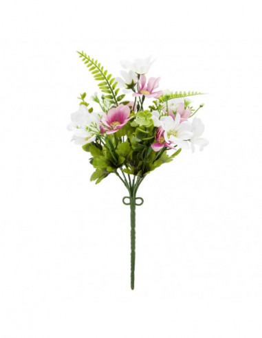DIFFUSION 570168 Bouquet de fleurs artificielles blanc rose - 20 x 17 x 27 cm