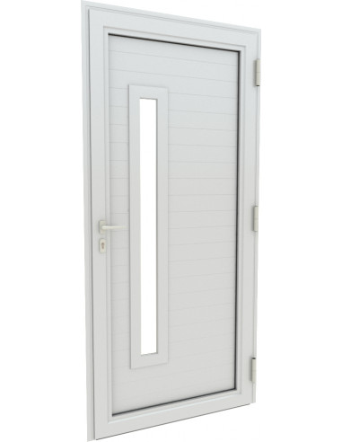 ALU Porte d'entrée aluminium avec hublot rectangle L.900 x H.2200 mm droite blanc