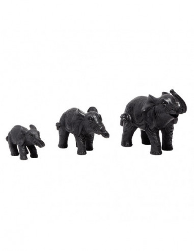 DIFFUSION 554127 Éléphants décoratif en résine noir x 3 -  47 x 8 x 14