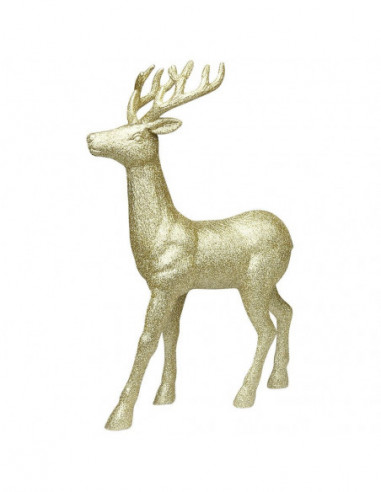 DIFFUSION 572623 Décoration de Noël renne doré à poser - L.32 x l.10 x H.45 cm